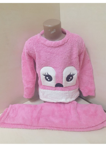 Розовая зимняя теплая махровая пижама для девочки турция 122 128 134 140 146 No Brand