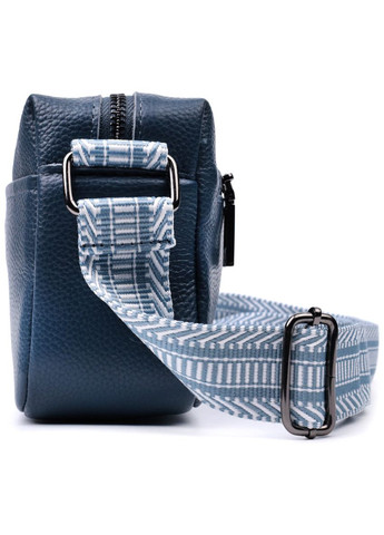 Сумка кроссбоди с широким ремнем через плечо жена одно отделение для стильных женщин из натуральной кожи синяя Vintage (329197714)