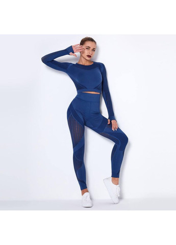 Женский фитнес костюм / Женский спортивный комплект синего цвета / Бесшовный фитнес костюм женский синий Push Up No Brand (367102210)
