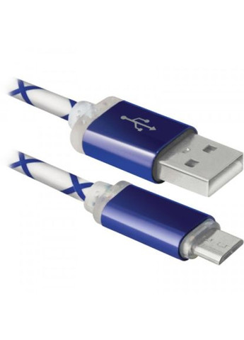 Дата кабель USB0803LT USB - Micro USB, BlueLED backlight, 1m (87555) Defender usb08-03lt usb - micro usb, blueled backlight, 1m (268140631)