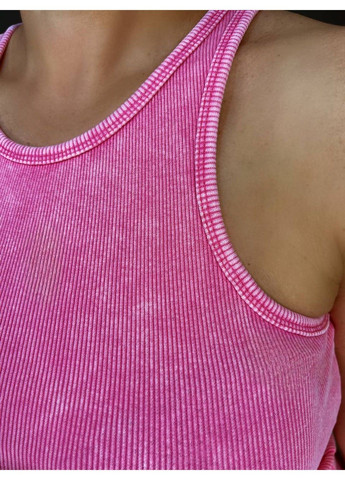 Розовое платье женское 240030 длинное майкой вареное тай-дай в рубчик MMC