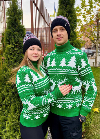 Светр "Зачарований олень" з горлом зелений No Brand (371991316)