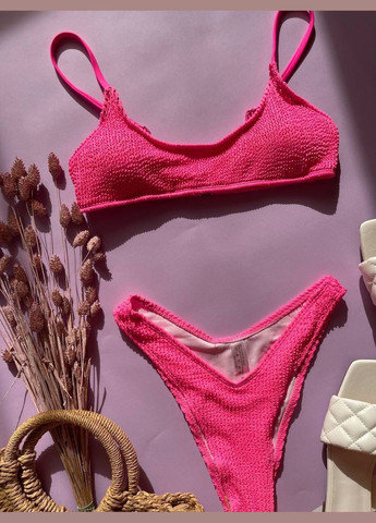 Розовый купальник топ, раздельный, бикини, бандо Domino