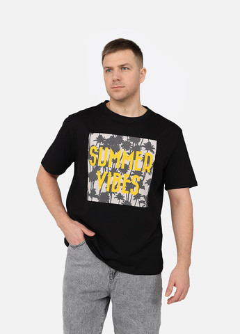 Черная футболка с коротким рукавом мужская цвет черный цб-00270053 Yuki