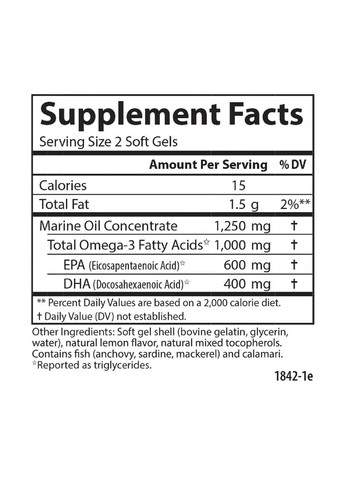 Омега Максимум, 1000 мг, вкус Лимона, Maximum Omega Minis,, 60+20 желатиновых мини капсул Carlson Labs (322741195)