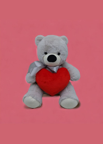 Мягкая игрушка "Мишка с сердцем", серый, 30 см MIC (290251634)
