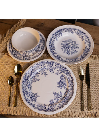 Столовый сервиз фарфоровый Bitossi 16 предметов на 4 персоны, синий Yiwu YY78-1A No Brand (366830677)