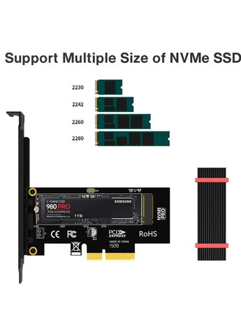 УЦІНКА! Перехідник Адаптер PCI-E на M.2 NVMe SSD SK4 PCIе 4.0/3.0 X4 X8 X16 для встановлення твердотільних накопичувачів JEYI (341325782)