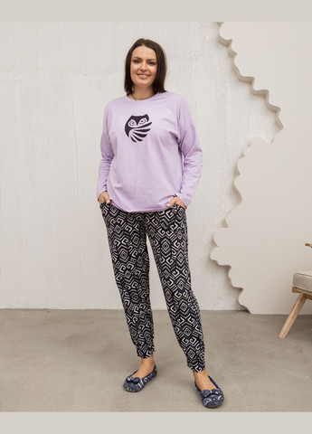 Лілова батальний комплект зі штанами в орнамент Nicoletta