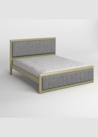 Полуторне дерев'яне ліжко Барселона Б1 (RAL1020)/Аляска 93 (Сірий) 120х190 см (MBG-11899) Mebigrand (366085549)