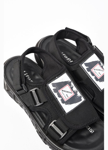 Черные кэжуал сандали подростковые для мальчика черного цвета Let's Shop на липучке