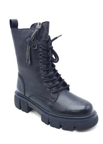 Жіночі черевики на овчині чорні шкіряні BV-16-6 23,5 см (р) Boss Victori (271828035)