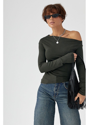 Ассиметричный лонгслив с открытым плечом Lurex (362622483)