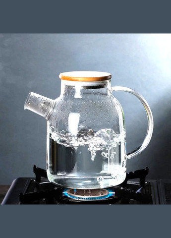 Большой стеклянный заварочный чайник 1.8л с бамбуковой крышкой Hell (303211152)