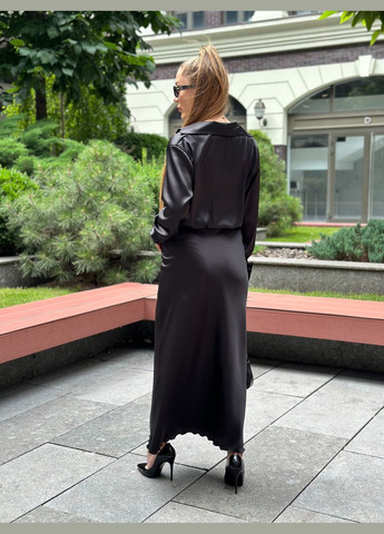 Черное женская юбка длинная из шелка армани черный Maybel