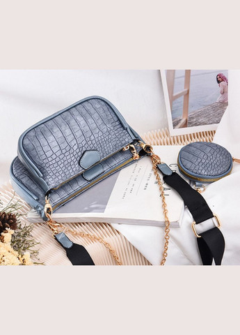 Жіноча мінісумочка клатч із ланцюжком у стилі рептилія. Маленька сумка з ключницею брелоком Блакитний No Brand (334729828)