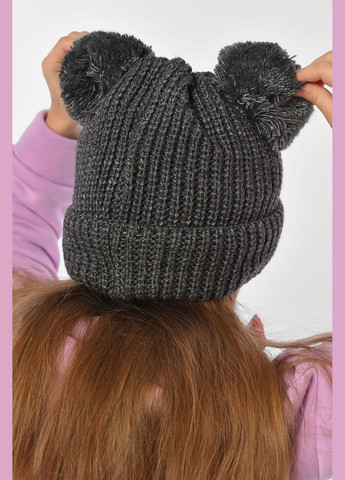 Шапка підліткова для дівчинки однотонна темно-сірого кольору Let's Shop (305741591)