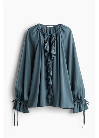 Синяя блуза з оборками H&M