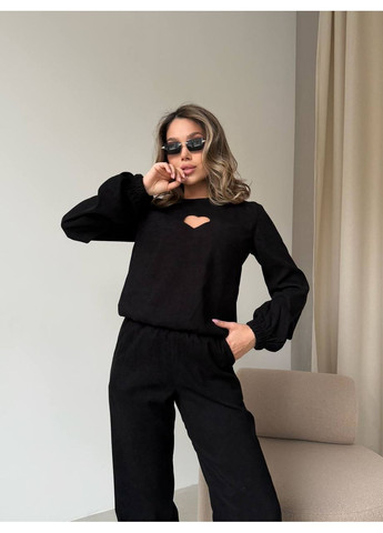 Костюм двійка вельвет х/б основа штани прямі та кофта з вирізом сердечка на грудях Україна (351290463)