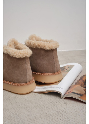Жіночі зимові замшеві черевики світло-коричневого кольору з хутряною опушкою на зручній підошві Hengji (363267554)