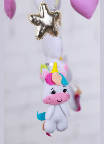 Дитячий музичний мобіль на ліжечко для немовлят WooolyWool «Чарівні єдиноріжки» з 35 мелодіями (М025) No Brand (342757902)