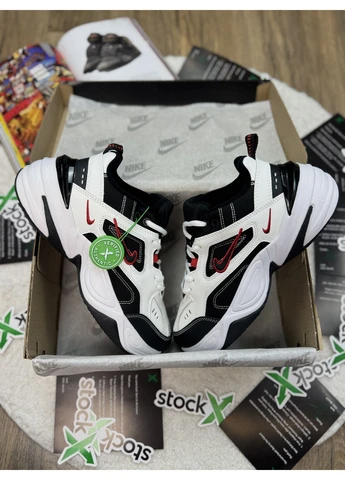 Белые демисезонные кроссовки мужские nike m2k white black red найк м2к белые No Brand