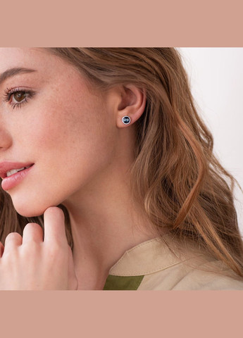 Срібні сережки - пусети (син. шпінель) 123009 Oniks (264025373)