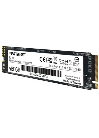 Накопитель SSD M.2 480GB NVMe 2280 PCIe 3.0x4 3D NAND TLC (P310P480GM28) Patriot P310 (377887052)