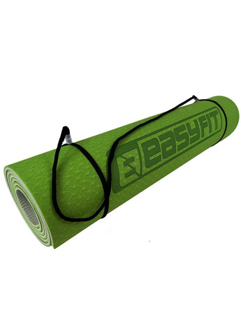 Коврик для йоги и фитнеса TPE+TC 6мм EF-1924-GNGY Green-gray EasyFit (295547994)