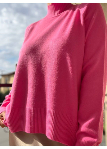 Рожевий демісезонний светр жіночій a-n 1066 тонкий оверсайз широкий високий комір No Brand