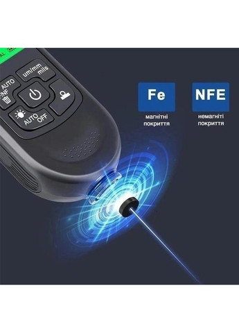 Товщиномір фарби цифрової HW-300 Pro 0 - 2000 мкм Fe та Nfe Чорний (RE050736) Icar (349844566)