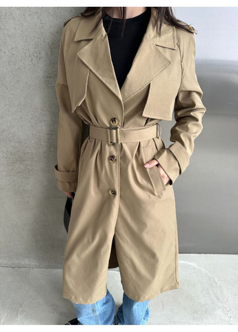 Стильный женский тренч из хлопка на подкладке — базовая модель для современных образов (замеры в описании) Vione на пуговицах демисезон (368708780)