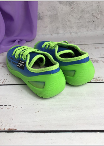 Цветные тапочки кеды детские для мальчика сине-салатовый (911) 3F
