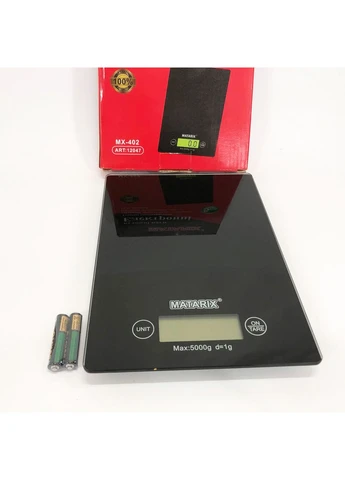 Ваги кухонні MX-402 5 кг з дисплеєм, Компактні кухонні ваги для їжі. Колір: чорний MATARIX (397604892)
