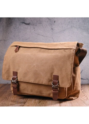 Большая сумка для ноутбука с клапаном из текстиля 21242 Коричневая Vintage (389868026)