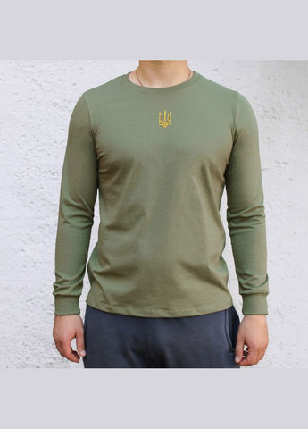 Хаки (оливковая) реглан мужской патриотический с вышитым трезубцем. Ladan