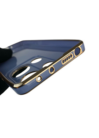 Чохол для POCO M6 Pro 4G глянцевий з кільцем MagSafe із золотою окантовкою на сяомі поко м6 про 4г синій gs1 Xiaomi (366229509)