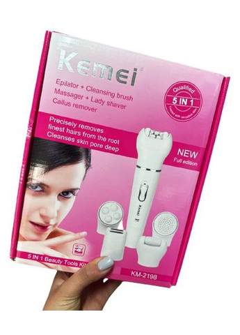 Жіноча електробритва - епілятор KM-2198 5в1 зі змінними насадками Kemei (297331820)