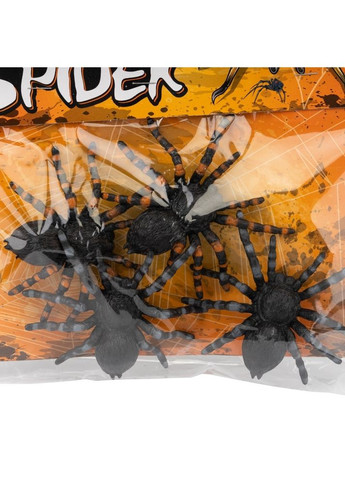 Святкова прикраса декор Halloween Павуки 4 шт 9х8 см 19243-066 No Brand (361230710)