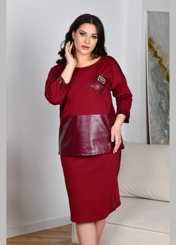 Женский костюм двойка кофта и юбка бордового цвета р.52/54 379627 New Trend (282426937)