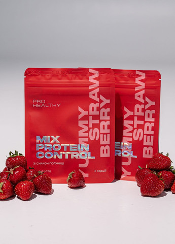 Протеиновый коктейль со вкусом клубники для контроля или увеличения веса Mix Protein Control Yummy Strawberry PRO HEALTHY CHOICE (340907802)