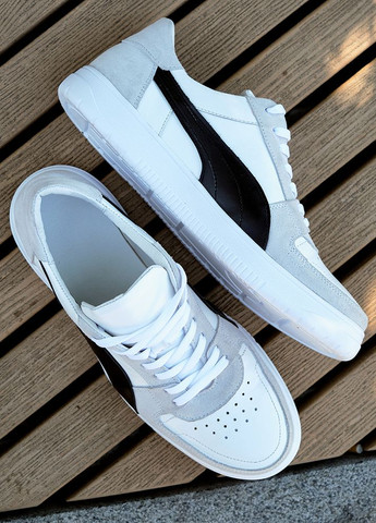 Белые демисезонные кроссовки мужские из натуральной кожи белого цвета 35546 No Brand