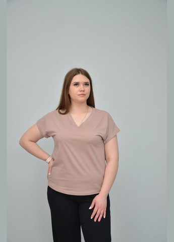 Бежева всесезон жіноча повсякденна футболка, бежевий (2xl, 3xl,, 5xl) No Brand