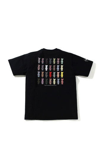 Футболка чёрная Bape A Bathing Ape x Medicom Toy Camo Bear Black Tee Unisex (356677666)