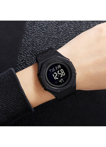 Годинник спортивний електронний водонепроникний чорний для чоловіків з будильником і секундоміром ProDobro (367265521)
