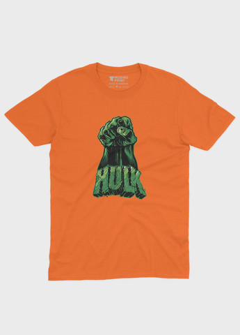 Оранжевая демисезонная футболка для мальчика с принтом супергероя - халк (ts001-1-ora-006-018-009-b) Modno
