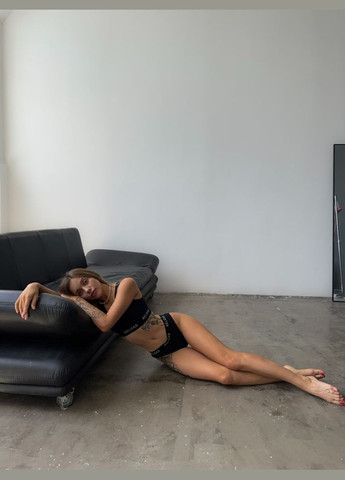 Чорний комплект жіночої білизни (топ+труси), чорний Reload