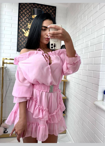 Рожева святковий, коктейльна, повсякденний, відвертий, вечірня сукня жіноча з відкритими плечима No Brand однотонна