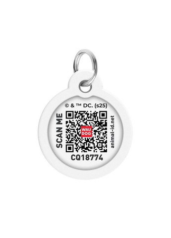 Адресник для собак і котів металевий Smart ID з QR паспортом, малюнок "Супермен ретро", коло, Д 30 мм WAUDOG (363198762)