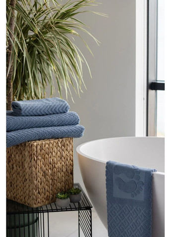 Набір рушників + коврик 50х70 Chic & Foot, 50х90см, 70х140см, 90х150см HYGG смужка світло-блакитний